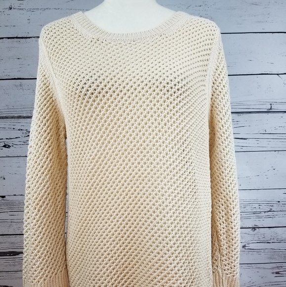 Ann Taylor Petite cream ivory open knit sweater - Picture 4 of 9